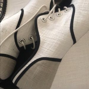 Chanel Wedge Canvas Shoes